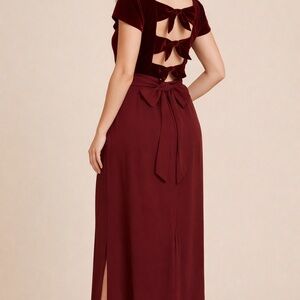 Jeffrey & Dara Vintage Burgundy Velvet Maxi Gown 10P Bow Back Holiday Formal